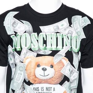 Moschino Couture Teddybear and Dollar bills Tshirt, unisex, size S Men's/M Women